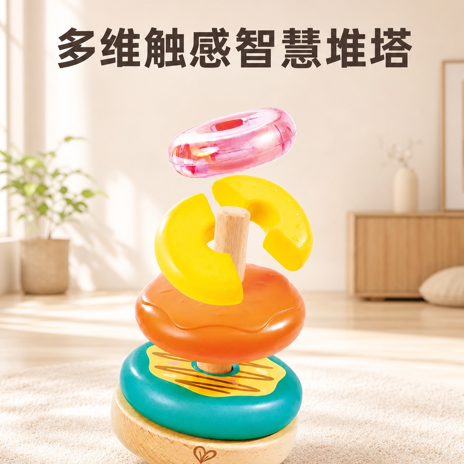 彩虹甜甜圈叠叠乐早教益智玩具