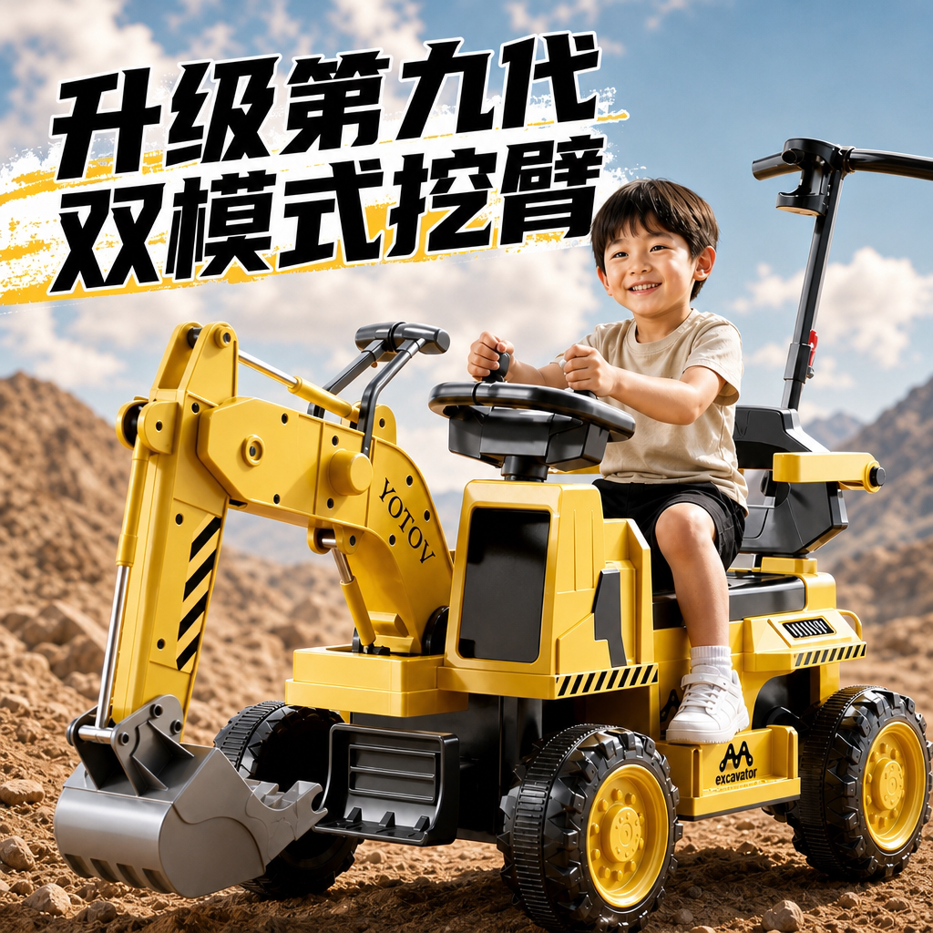 儿童电动遥控挖掘机玩具车可坐人