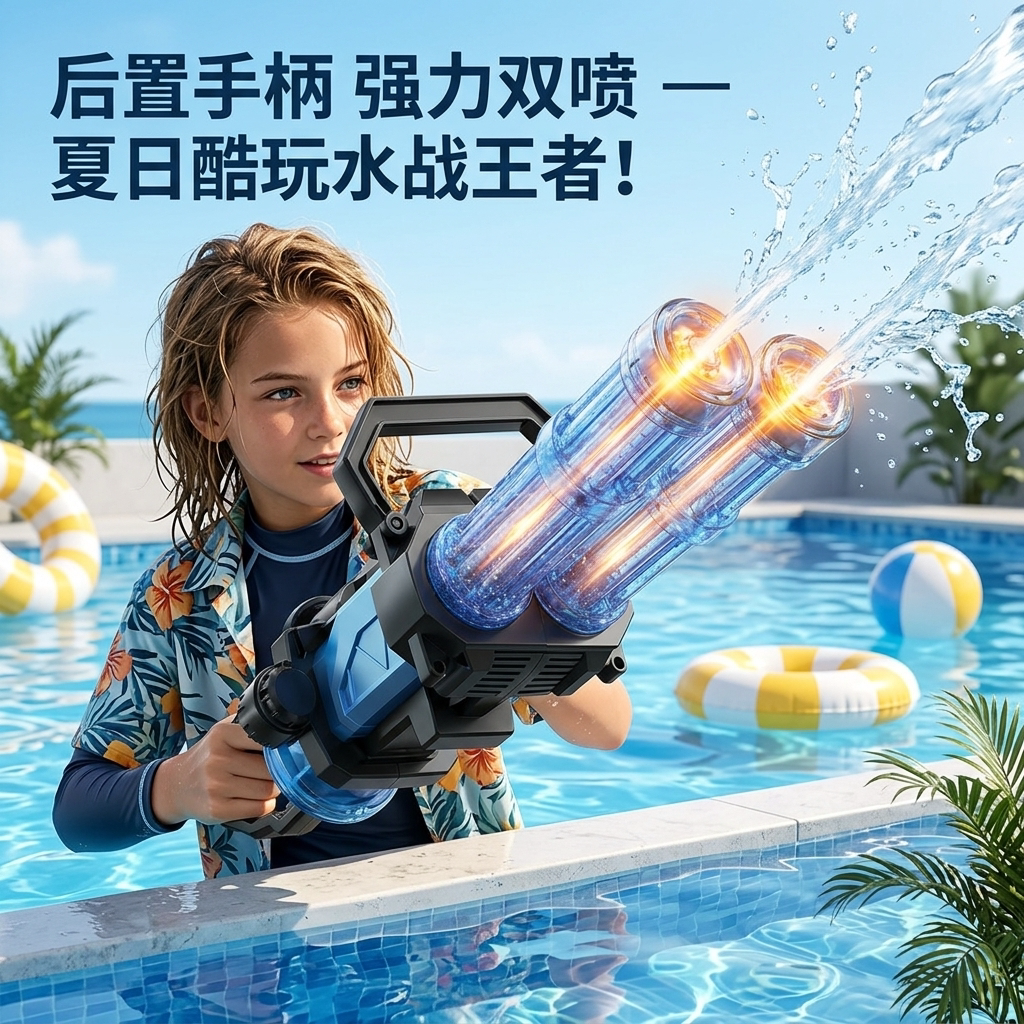 儿童火光双管加特林电动水枪