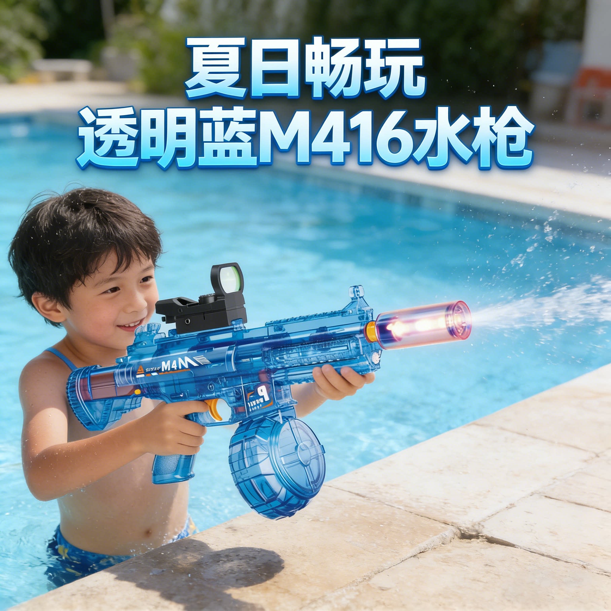 电动水枪玩具儿童喷水枪连发m416中国黑科技水枪2026新款火光冰鼠