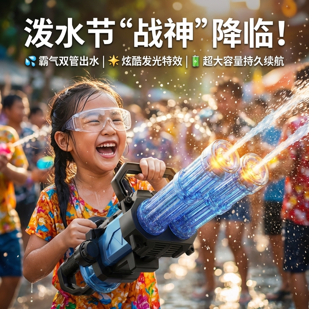 儿童火光双管加特林电动水枪