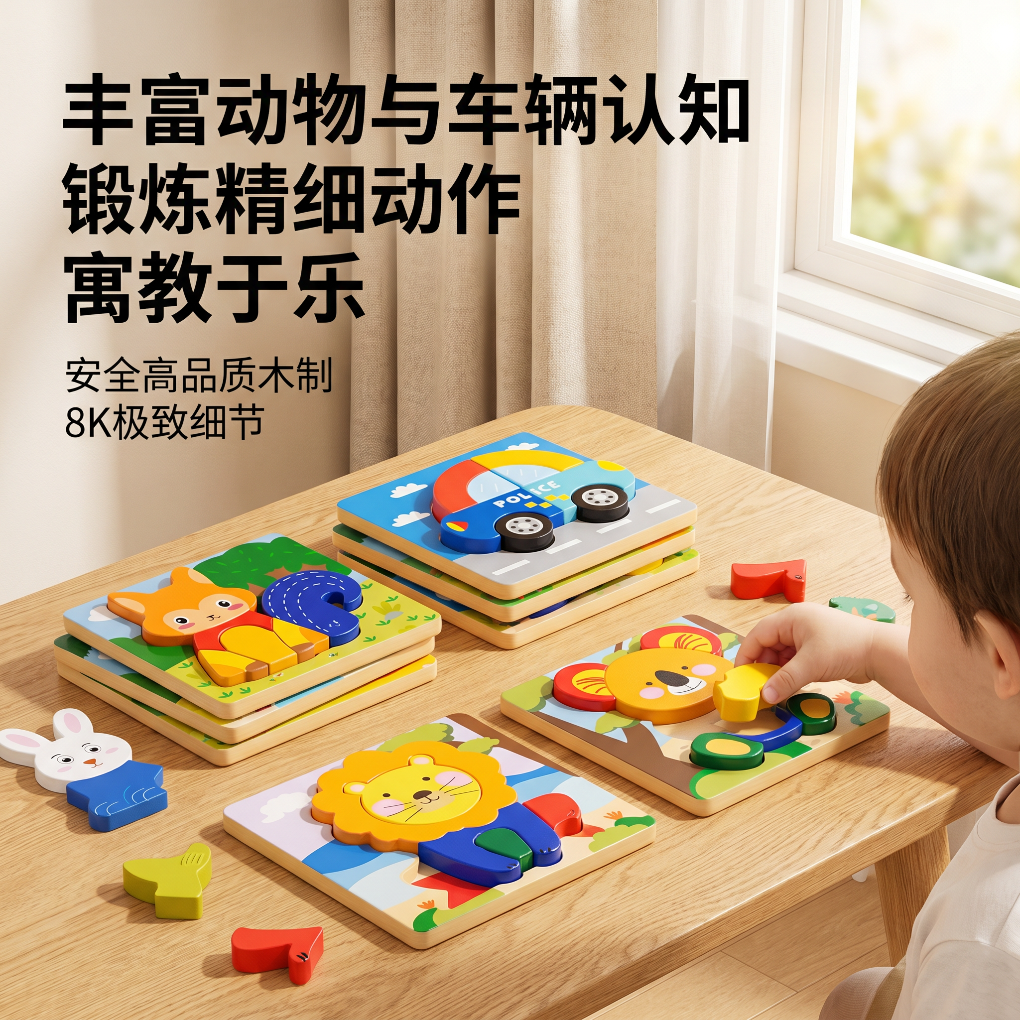 幼儿童木质磁力益智积木玩具拼图