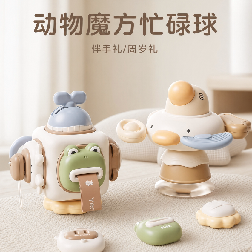 蒙氏早教六面体忙碌球玩具