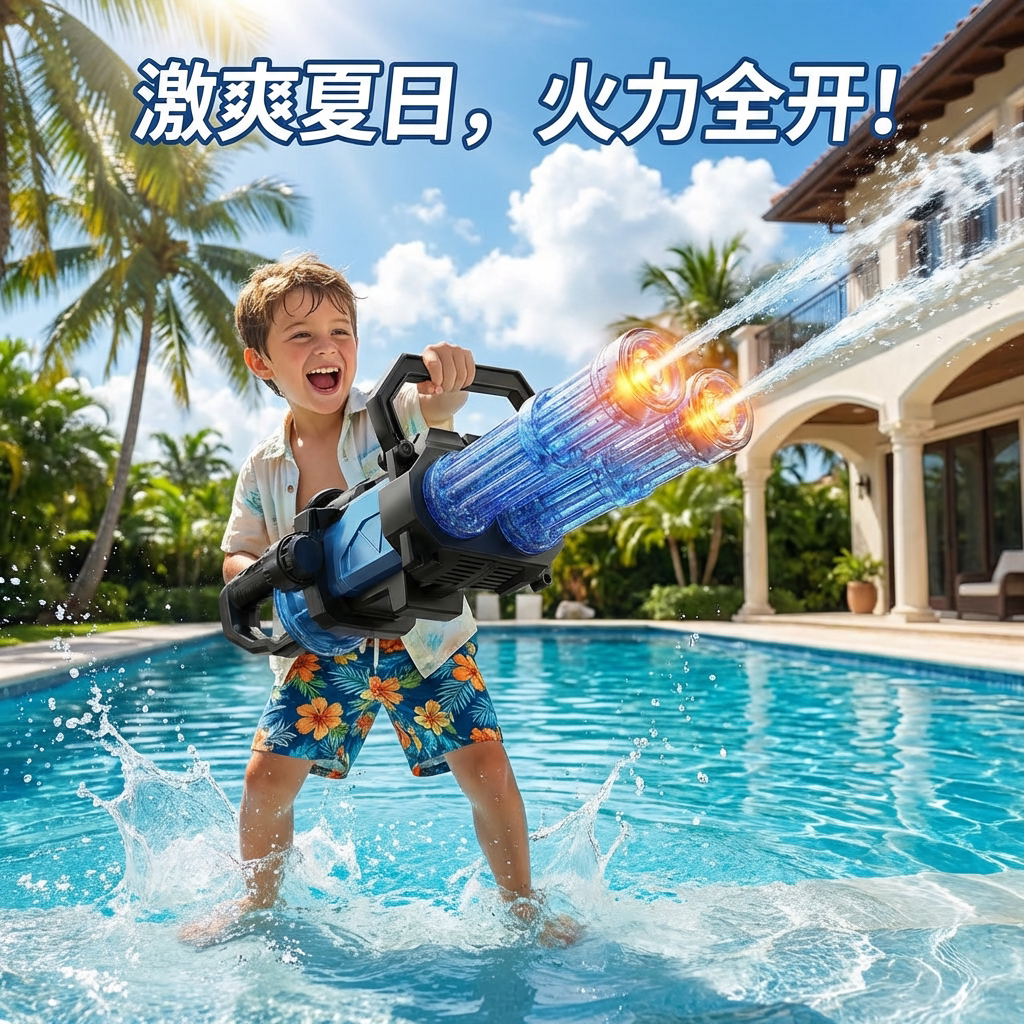 儿童火光双管加特林电动水枪