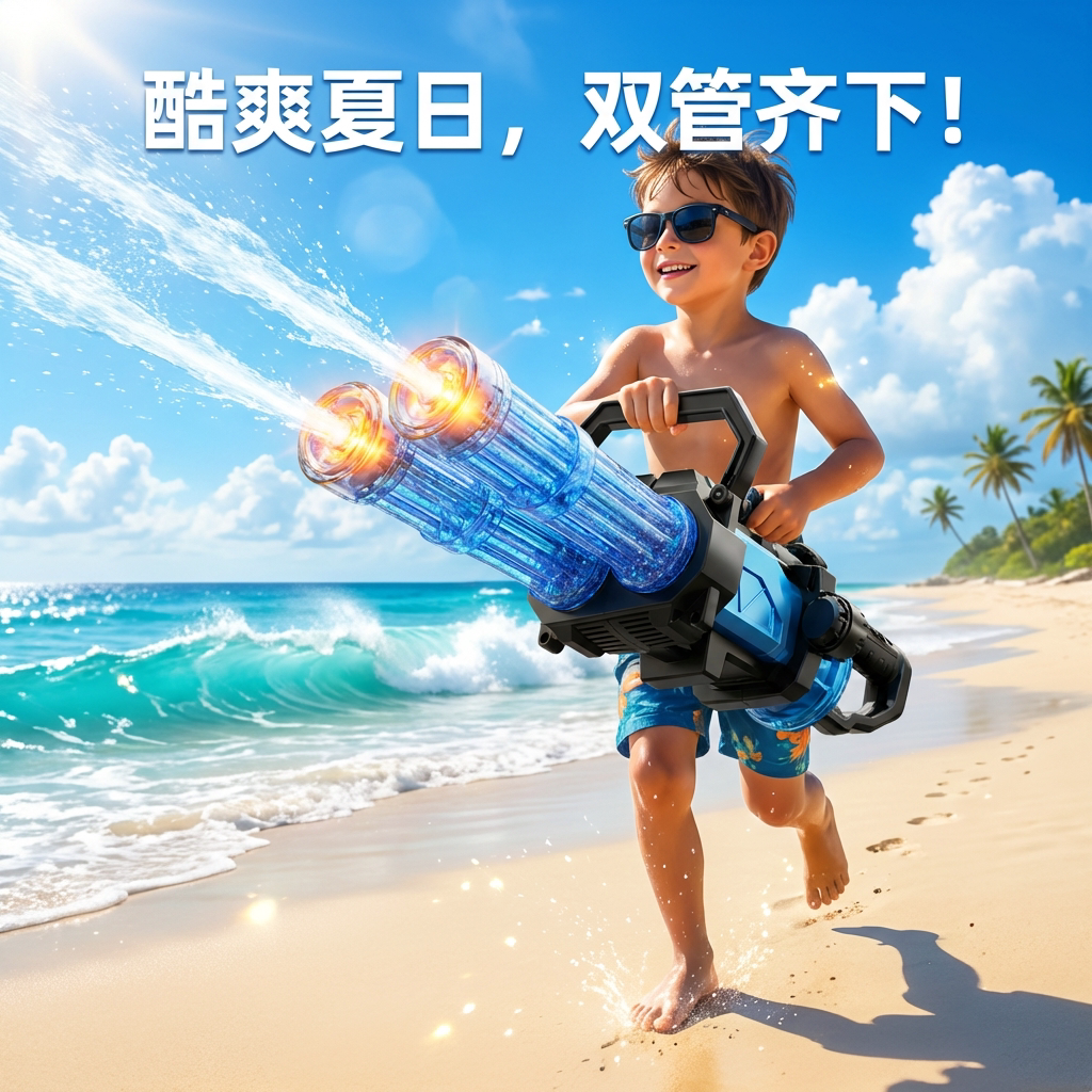 儿童火光双管加特林电动水枪