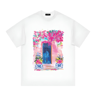 情侣美式 纯棉宽松休闲大码 上衣 T恤 26SS手绘涂鸦插画艺术重磅短袖
