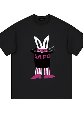 2026美式复古宽松ins大码oversize卡通插画设计小众潮牌短袖t恤