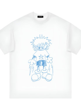 26SS新款夏季VETEMEN手绘涂鸦男孩印花字母短袖T恤男潮宽松情侣装