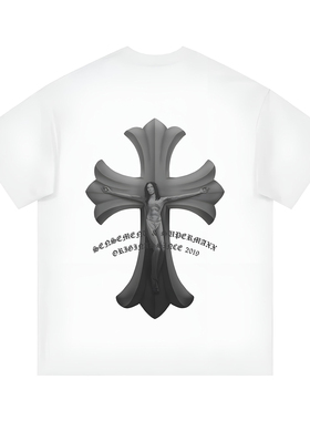 26SS恶搞潮牌科罗心轻奢小香风法式宽松大版情侣短袖t恤纯棉