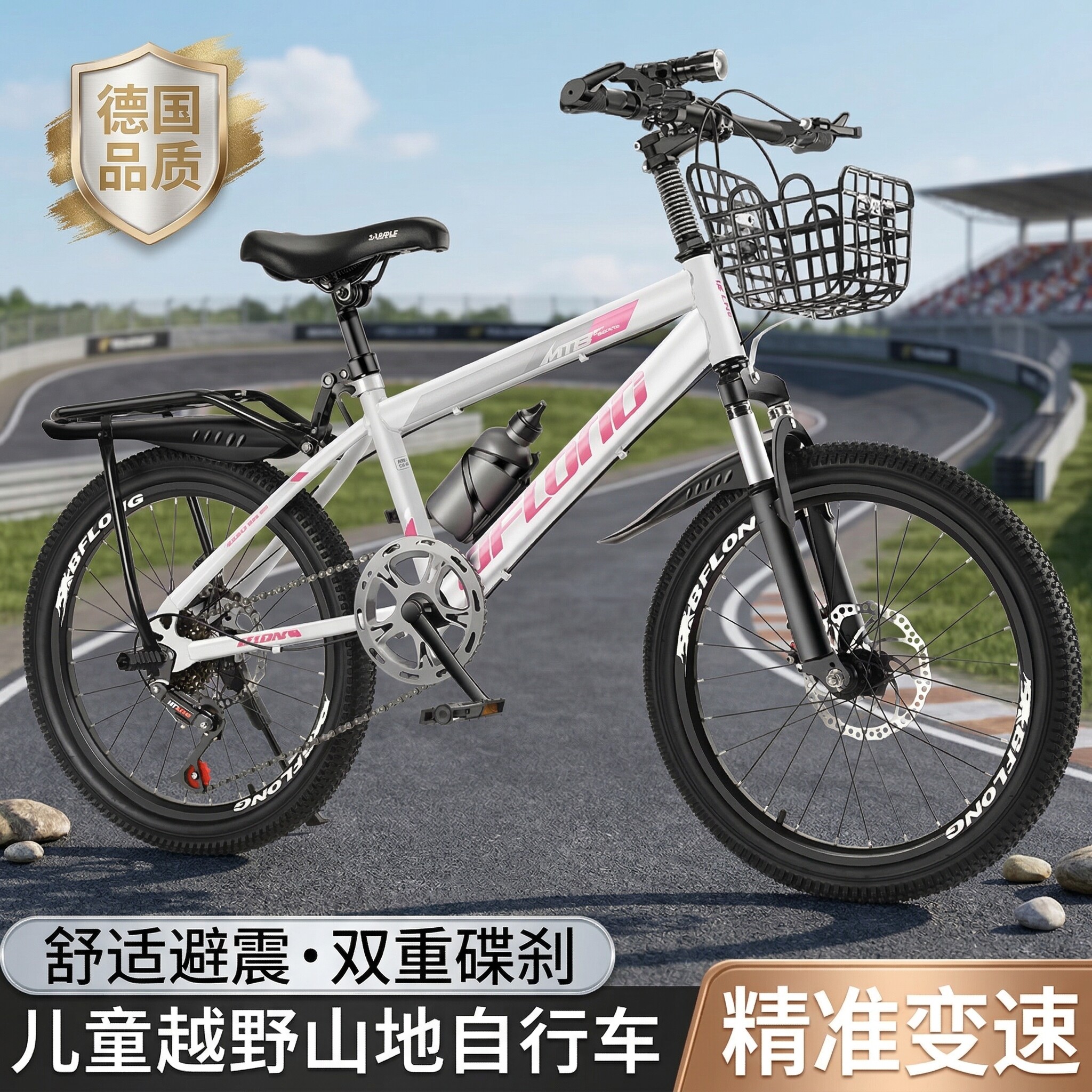 德国品质青少年山地自行车高碳钢车架轻盈稳固双碟刹减震自行车