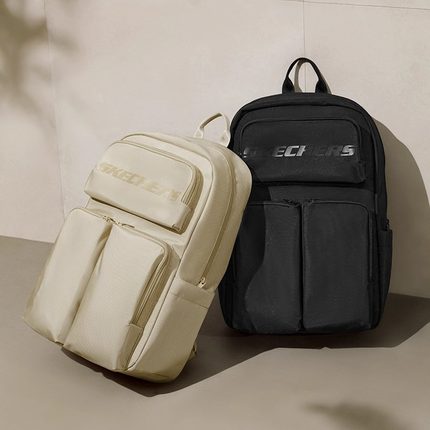 斯凯奇笔记本电脑背包男女同款双肩包多功能旅游户外简约百搭书包