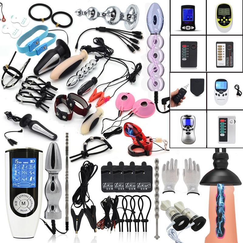 Strong BDSM Electric Shock Anal Vaginal Plug EStim Penis Ri