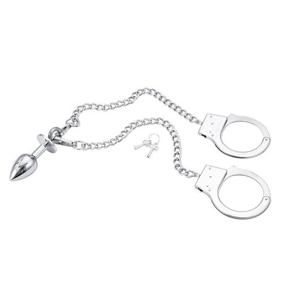sex toys anal plug chain handcuffs metal bondage flirting