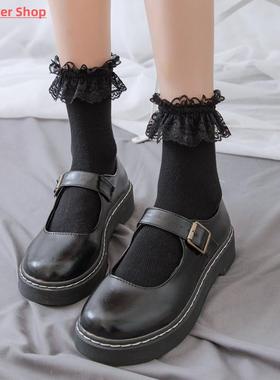 Women Lace Mesh Black White Cotton Socks Lolita Style Japane