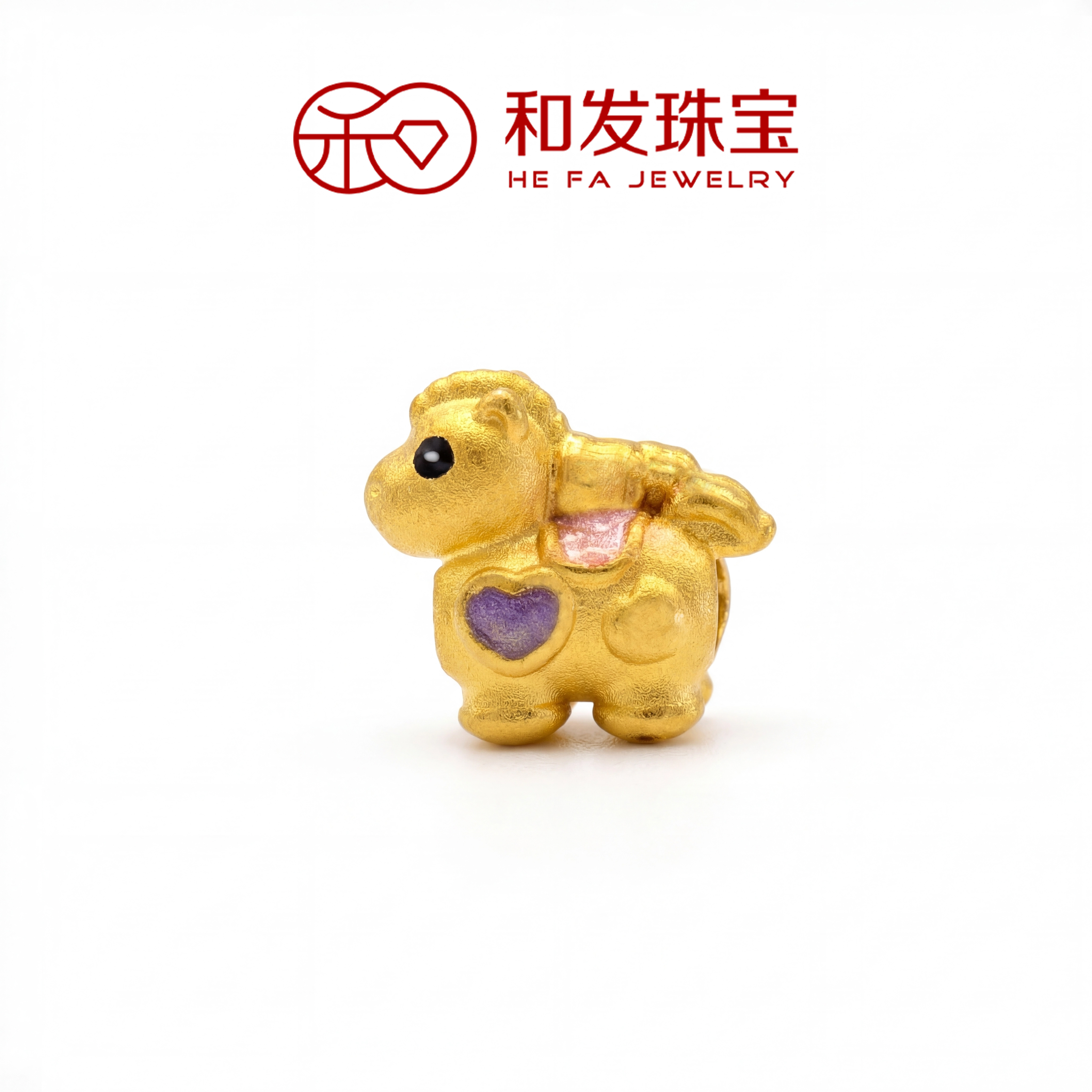 和发珠宝 本命年黄金生肖马手串转运珠 马上有钱足金999串珠配饰