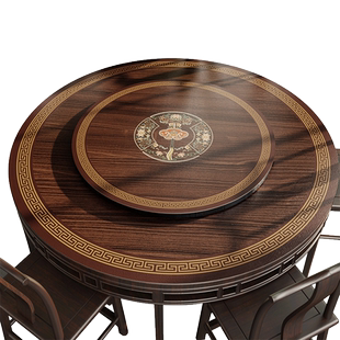 新中式皮革圆形桌布防水防油免洗防烫圆桌桌布双层带转盘圆桌垫