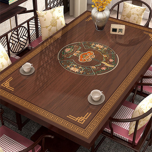 新中式镂空印花软玻璃桌垫桌布