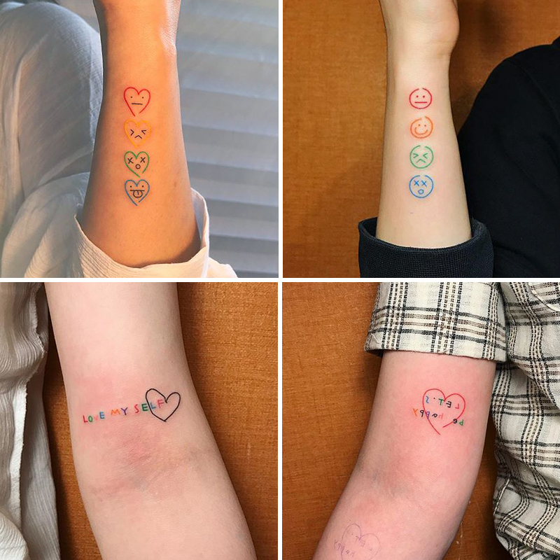 ins风泫雅风纹身贴防水男女持久少女同款小清新笑脸贴纸网红.