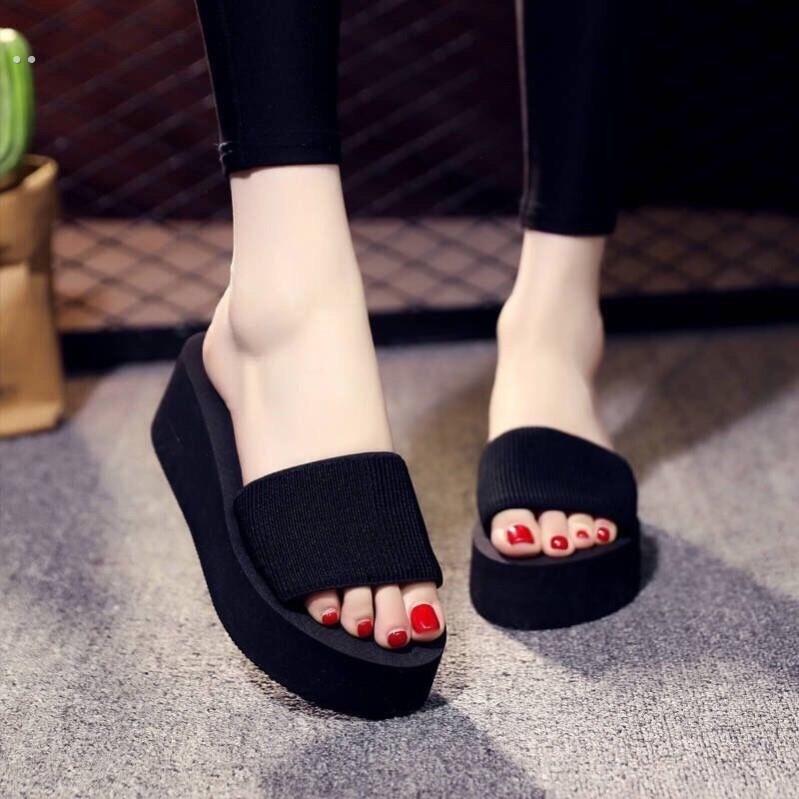 采购产品韩式女式高跟凉鞋，外穿坡跟厚底拖鞋，家庭人字拖，女式