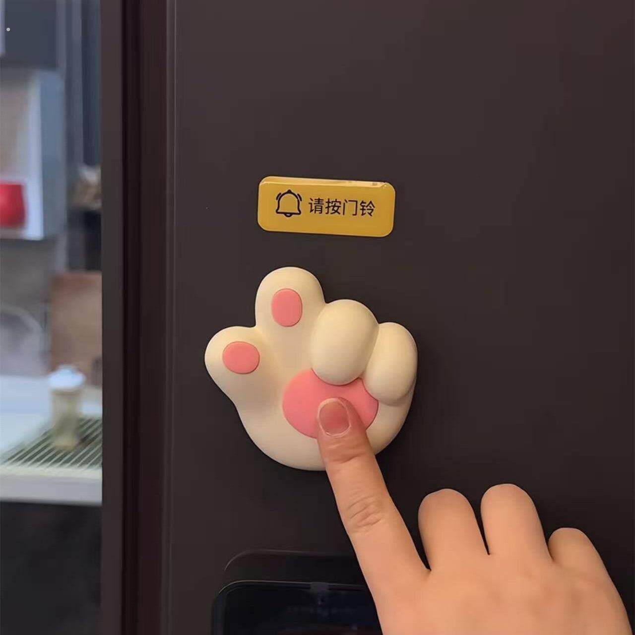 可爱小猫爪门铃无线门铃免布线免打孔家用迷你卧室铃不插电呼叫铃
