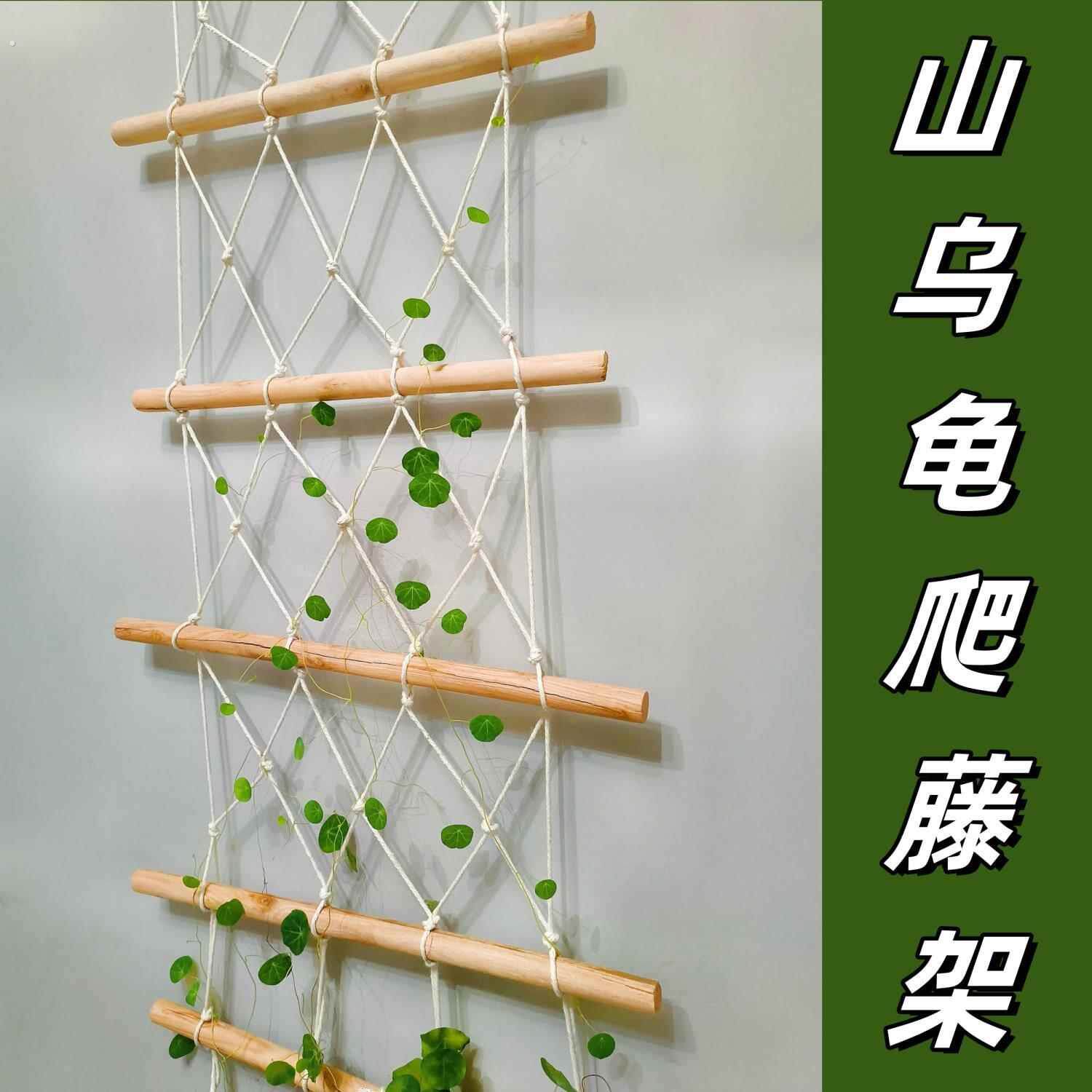 山乌龟爬藤架绿植物室内攀爬软网格牵引线仿麻绳木梯子装饰壁挂架