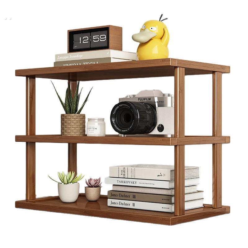 桌面置物架桌上增高加厚可调收纳架子台面小型多层放东西竹木隔板