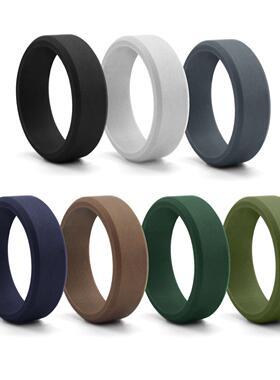 新款8MM斜边 硅胶戒指欧美戒指男士户外运动指环热销爆款