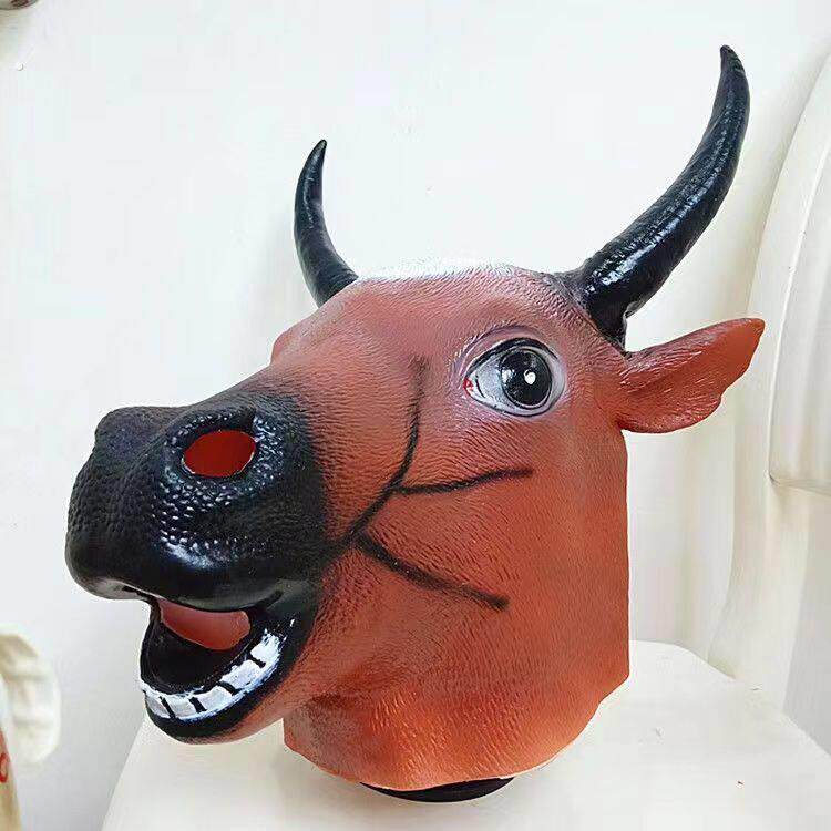 万圣节牛头头套马头面具魔鬼头套面具舞会搞笑动物头套仿真