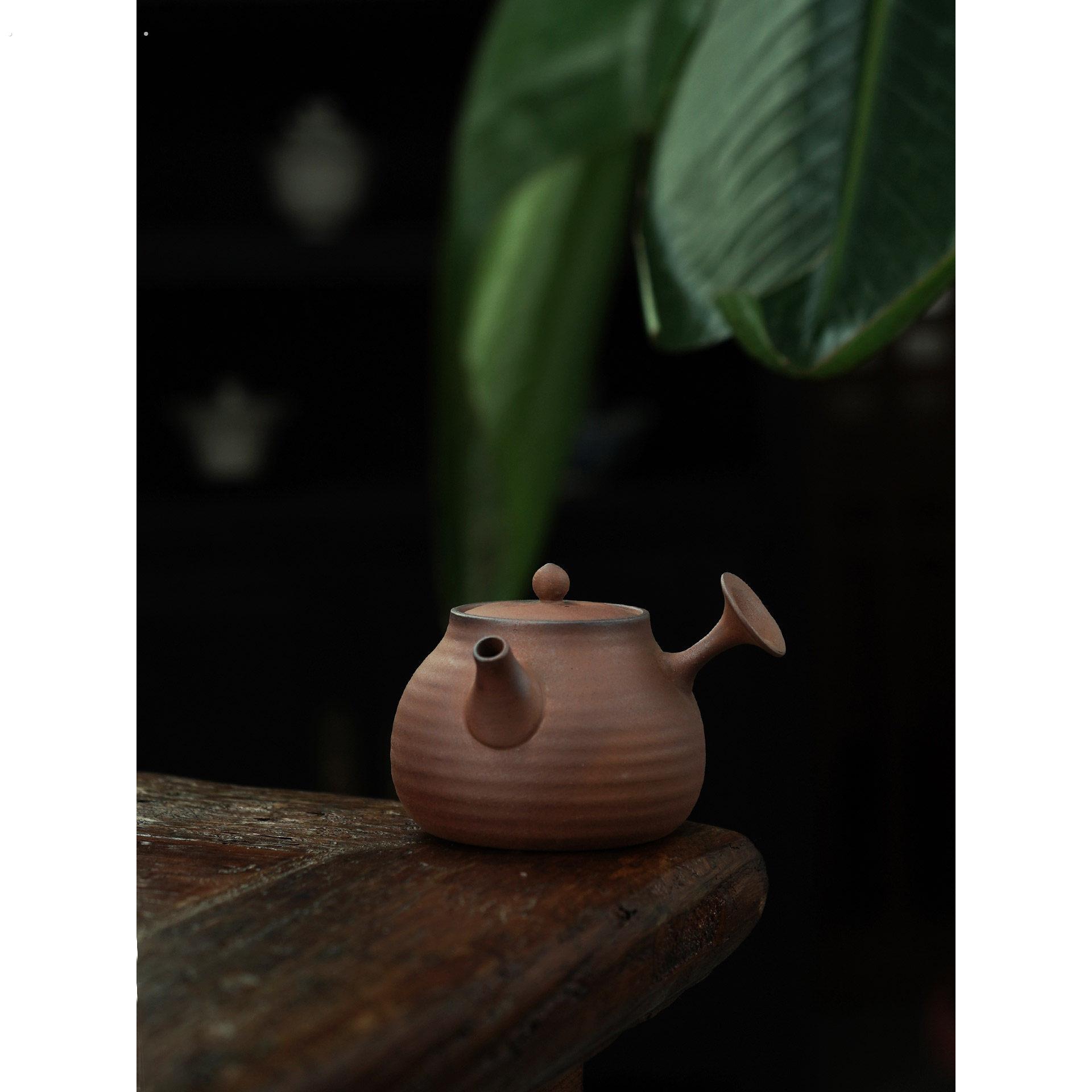 粗陶老岩泥侧把壶复古中式功夫茶具泡茶壶可养家用急需壶小容量壶