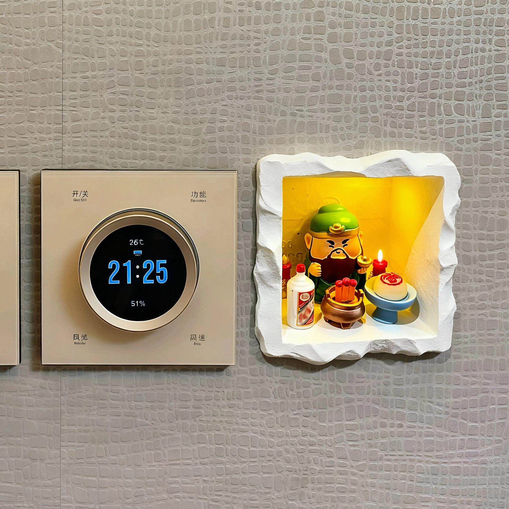 86面板堵补洞遮丑装饰贴五路财神立体摆件新家墙开关空调插座神器