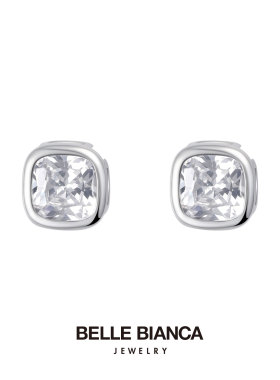 【许我耀眼赵露思同款】BELLEBIANCA清冷纯净方钻耳环 简约时尚
