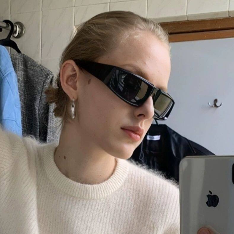 赛博未来感银色Y2K男女同款骑行墨镜ins网红潮流千禧防晒太阳眼镜