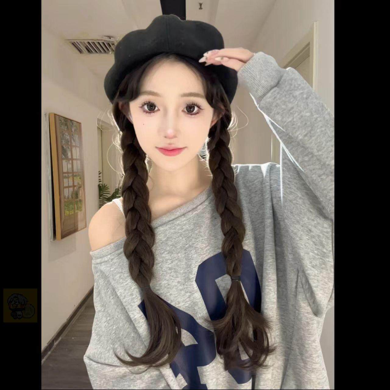 假发一体帽麻花辫仿真可拆卸