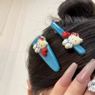 甜心baby可爱卡通hellokitty发夹少女心蓝色鸭嘴夹刘海碎发夹头饰