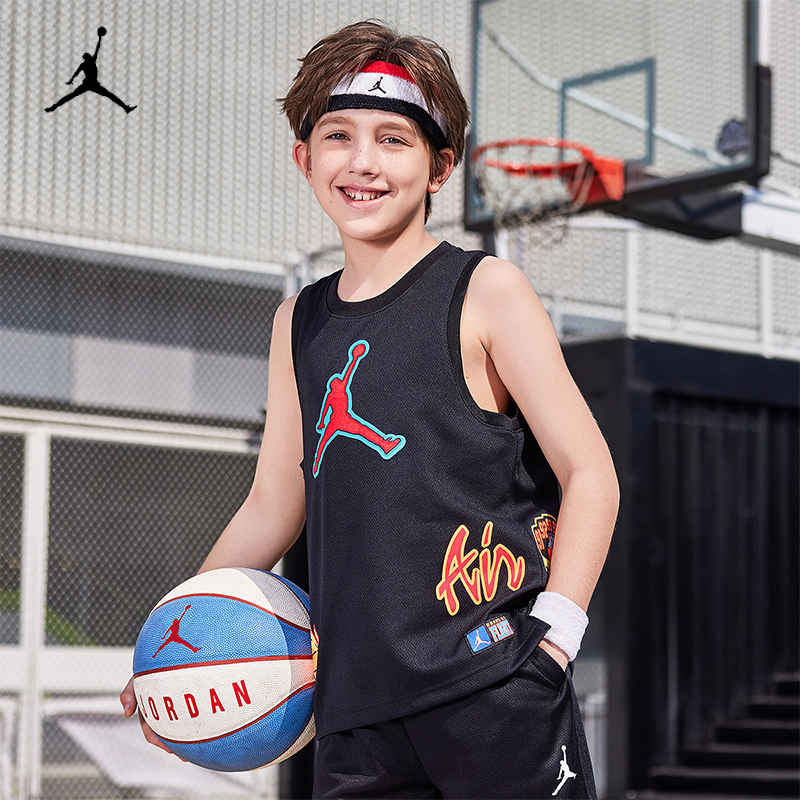 JORDAN耐克25夏季新款儿童运动篮球背心男童中大童小童篮球服背心