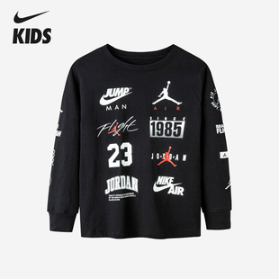 Nike耐克儿童装Jordan男童长袖T恤中大童棉质休闲运动打底T恤童装