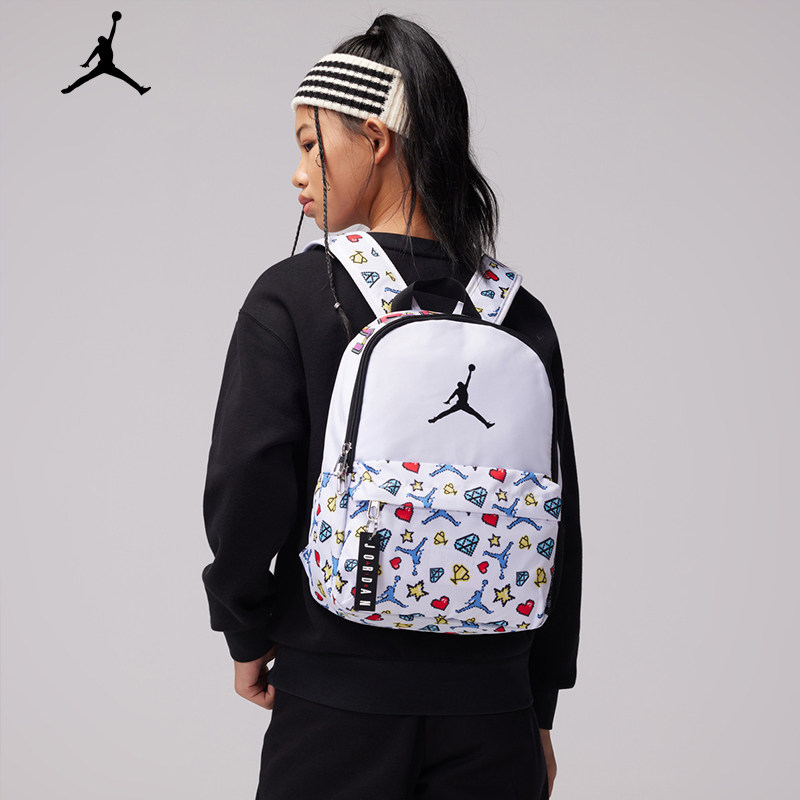 JORDAN乔丹双肩包初高中学生书包印花休闲简约拼色户外旅行包背包
