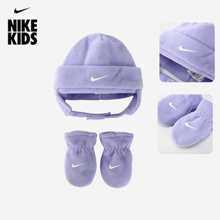 Nike耐克儿童帽子2025秋冬宝宝婴童冷帽 手套2件套男女幼童保暖帽