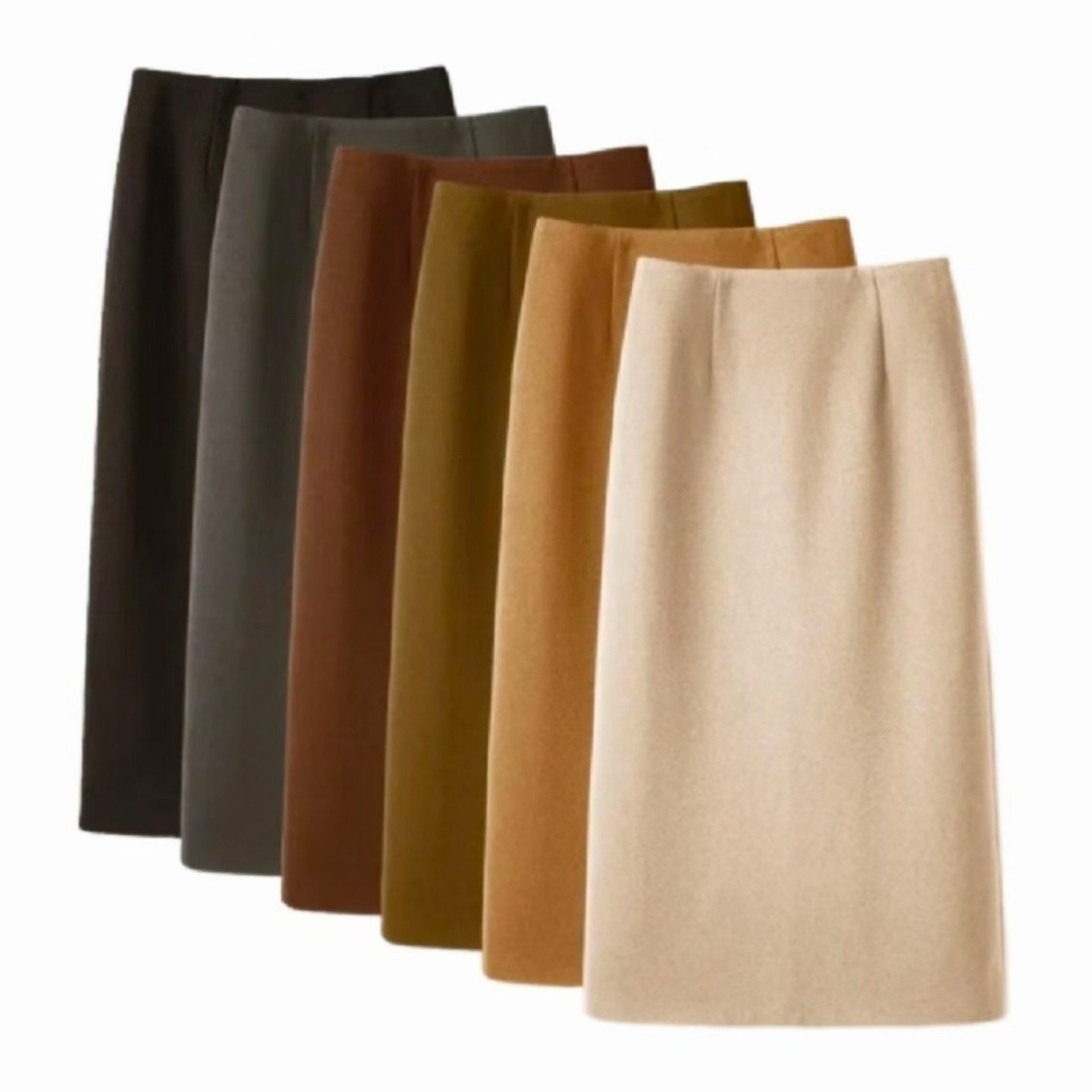 小个子毛呢半身裙女秋冬新款后开叉高腰显瘦a字高级感通勤直筒裙