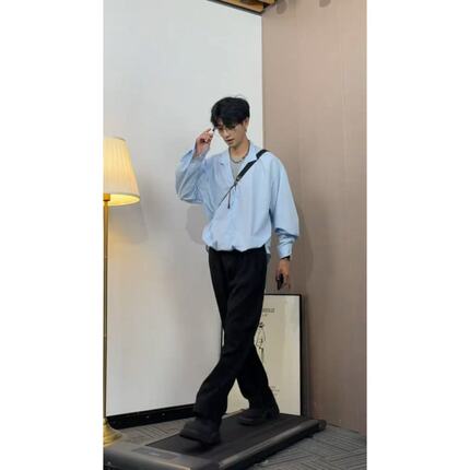 大雄小个子穿搭日记新款秋季时尚百搭潮流长袖衬衫套头半开痞帅风