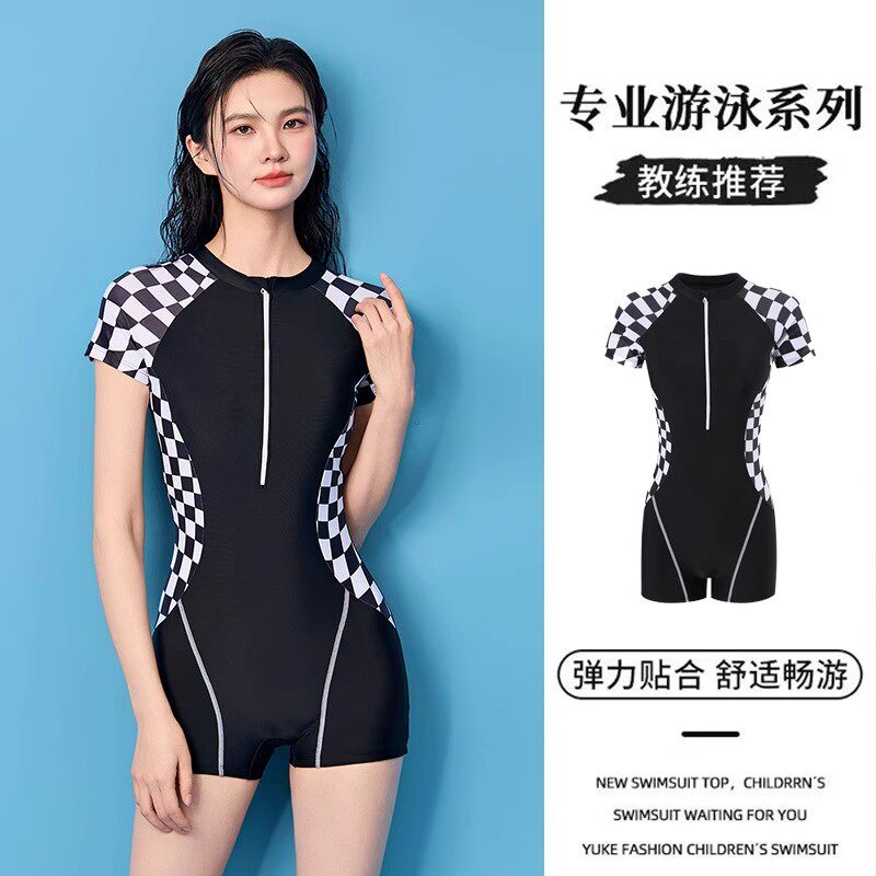 泳衣女连体专业竞速游泳衣2026新款显瘦高级感游泳馆专用平角泳装