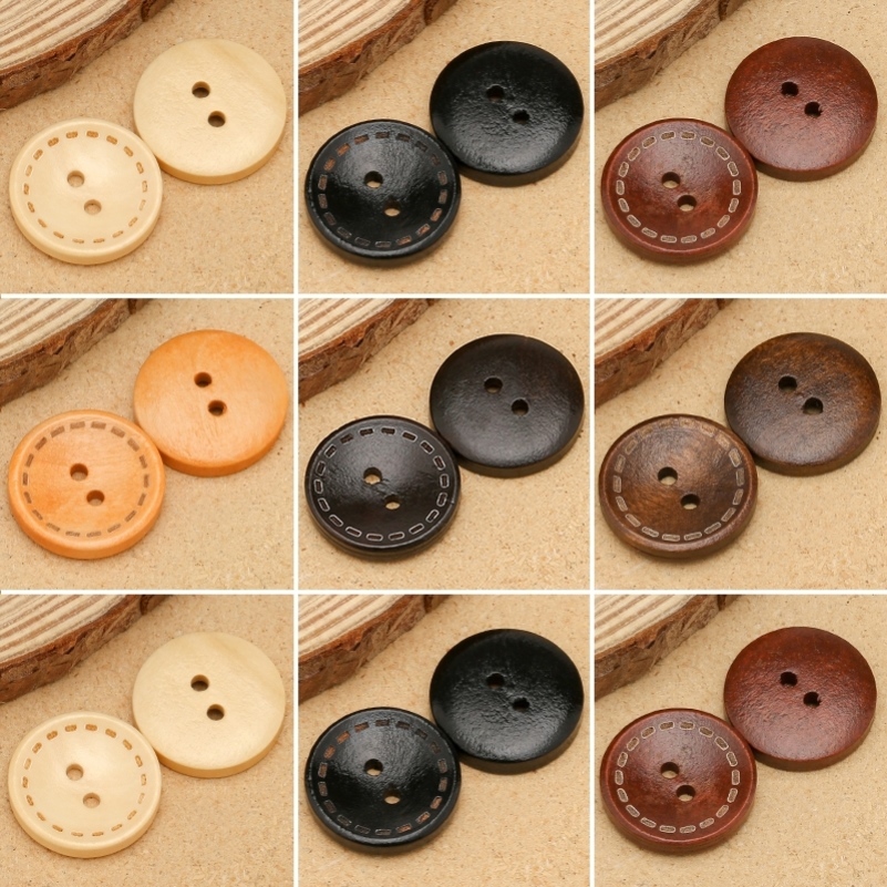 木制纽扣圆形木质复古大衣装饰纽扣时尚外套上衣风衣开衫钮扣高档