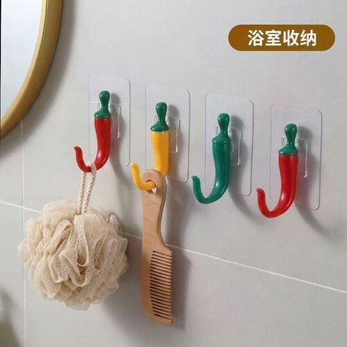 辣椒创意挂衣钩免打孔固定门后钥匙挂钩入户进门玄关衣服挂钩壁挂