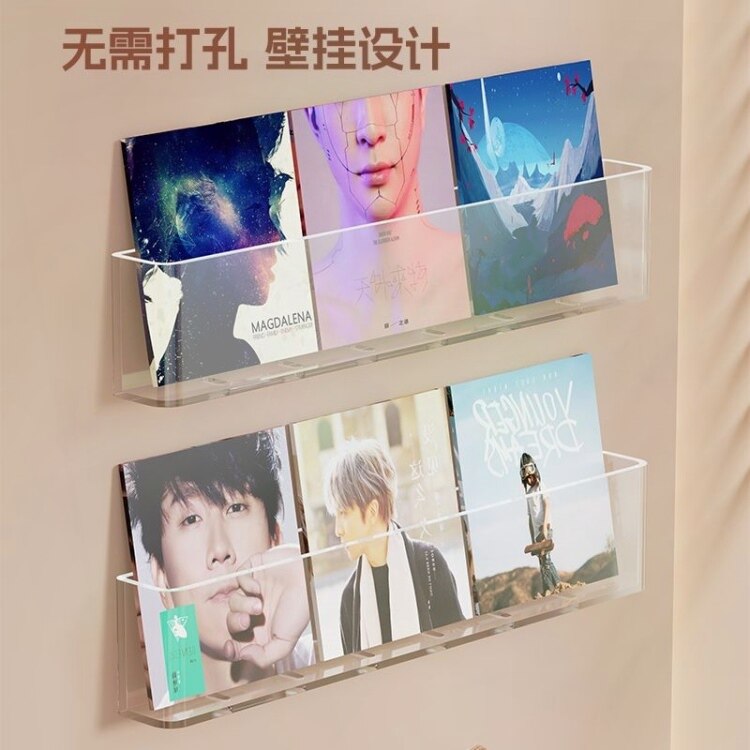 CD展示架墙上黑胶唱片光碟专辑收纳架多功能壁挂式磁带整理置物架