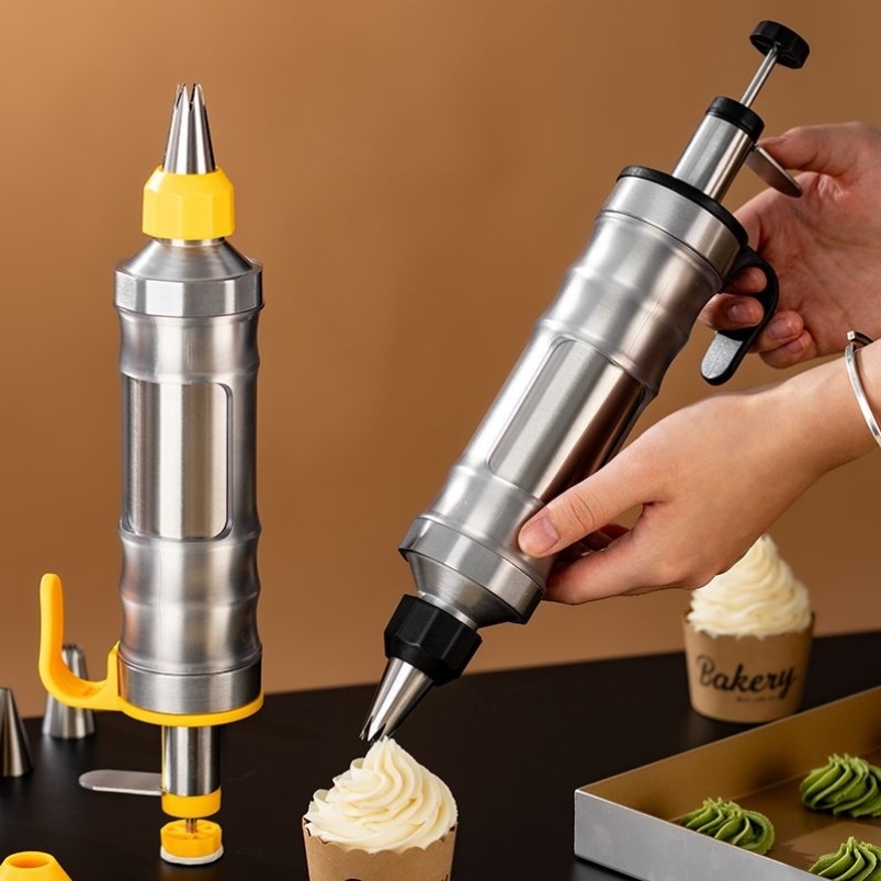 新款裱花枪曲奇挤压器饼干模具烘焙神器蛋糕挤花袋工具全套不锈钢