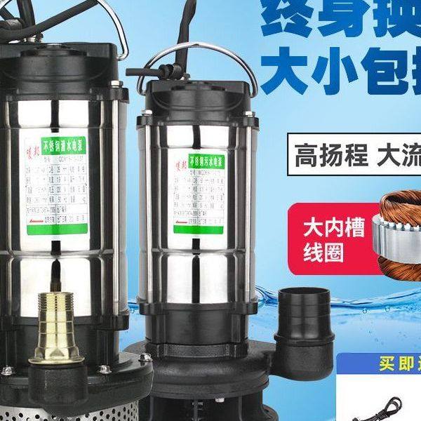 潜水泵220v小型家用抽水泵不锈钢高扬程灌溉污水泵抽水机排污泵