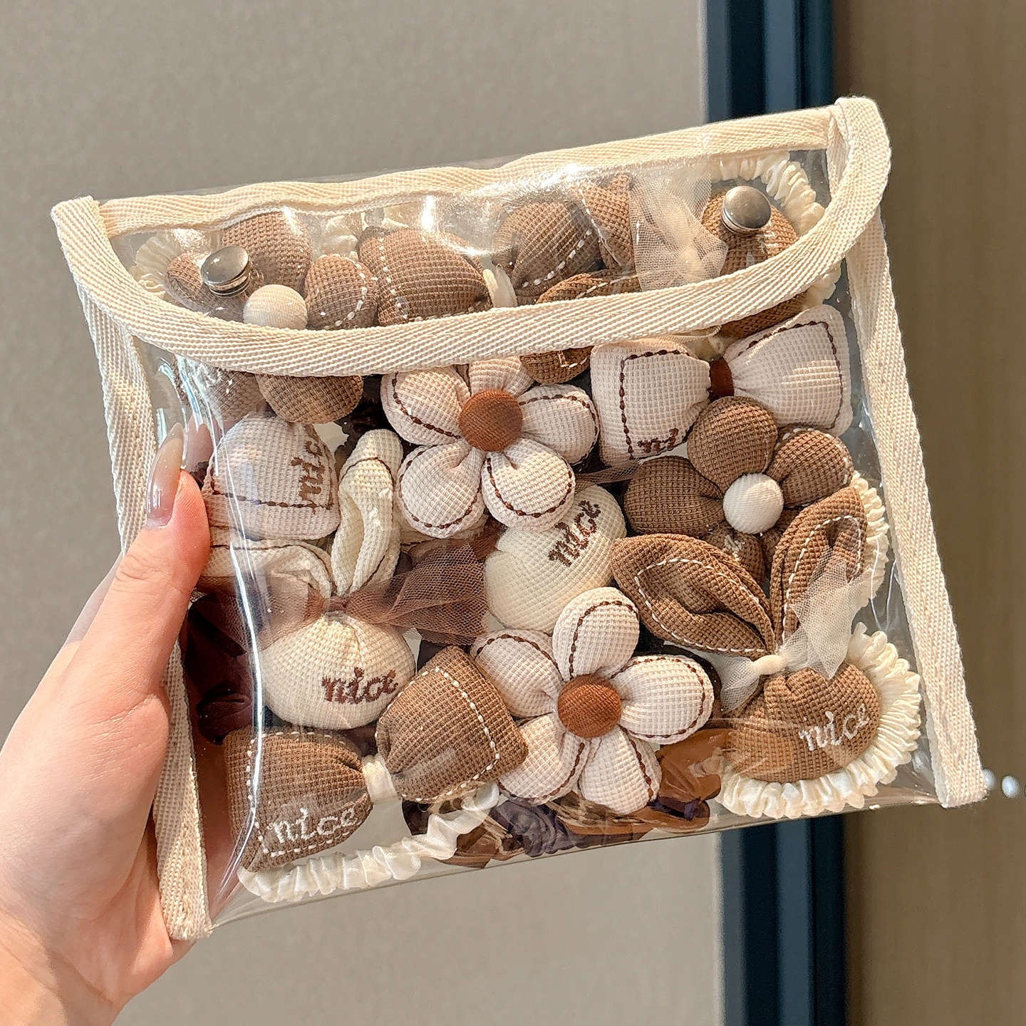 奶咖色头绳儿童花朵发圈高弹力不伤发皮筋发饰女童扎发发绳