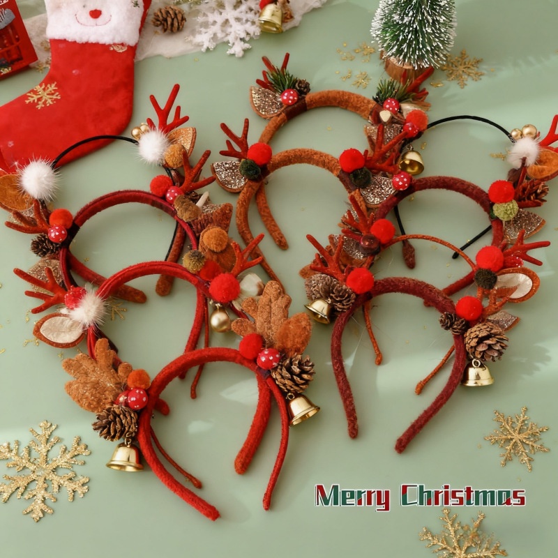 儿童圣诞节头饰压发发捆头箍鹿角发卡装饰品2025新款圣诞发箍女