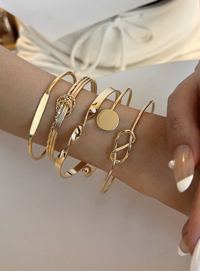 欧美时尚个性夸张简约几何不规则日常搭配通勤开口手镯女士手饰
