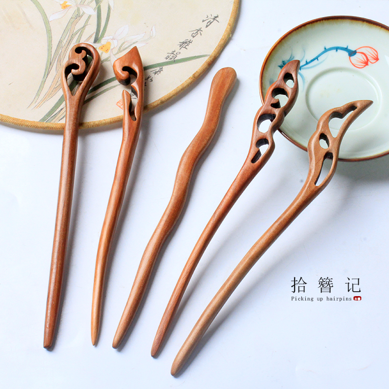 发簪木簪子古风桃木女盘发日常简约挽发现代簪小众汉服